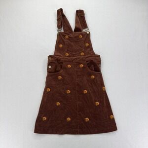 Kiel James Patrick Jumper Dress Womens XS Brown Corduroy Turkey Embroidered